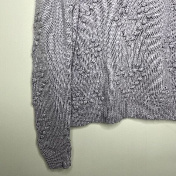 SPLENDID Daphne Heart Sweater Women Medium Lavender Knit Bobbles Pullover - Picture 5 of 11